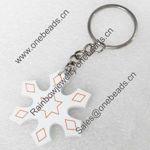 Key Chain, Iron Ring with Wood Charm, Charm width:39mm, Length Approx: 10cm, Sold by PC