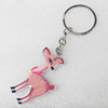 Key Chain, Iron Ring with Wood Charm, Charm width:29mm, Length Approx: 10cm, Sold by PC