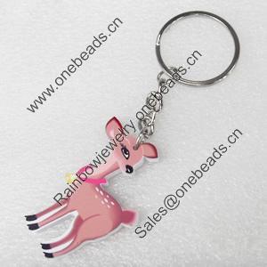 Key Chain, Iron Ring with Wood Charm, Charm width:29mm, Length Approx: 10cm, Sold by PC