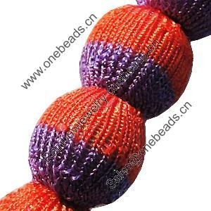 Woven Beads, Round 25mm Hole:3mm, Sold by PC