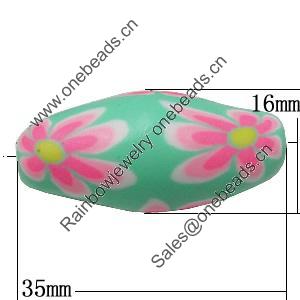 Pottery Clay Beads, Oval 35x16mm Hole:3.5mm, Sold by Bag