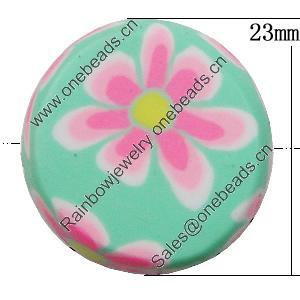 Pottery Clay Beads, Flat Round 23mm Hole:3.5mm, Sold by Bag