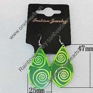 Aluminium Earrings, Teardrop 47x25mm, Sold by Group