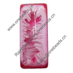 Imitation Coral Resin Cabochons, Rectangle, 15x35mm, Sold by PC