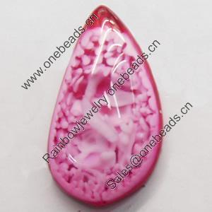 Imitation Coral Resin Cabochons, 15x27mm, Sold by PC