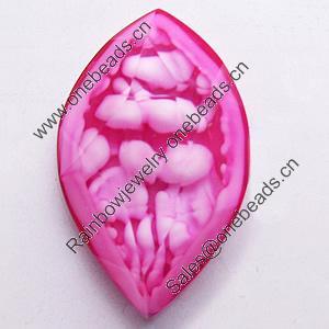 Imitation Coral Resin Cabochons, Faceted Horse Eye, 13x20mm, Sold by Bag