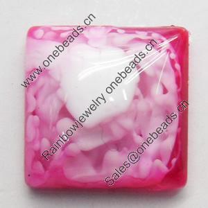 Imitation Coral Resin Cabochons, Square, 7mm, Sold by Bag
