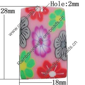 Pottery Clay Pendants, Rectangle 28x18mm Hole:2mm, Sold by Bag