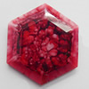 Imitation Coral Resin Cabochons, Faceted Polygon, 24mm, Sold by PC