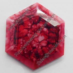 Imitation Coral Resin Cabochons, Faceted Polygon, 24mm, Sold by PC