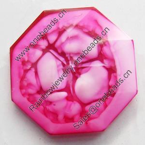 Imitation Coral Resin Cabochons, Faceted Polygon, 20mm, Sold by Bag