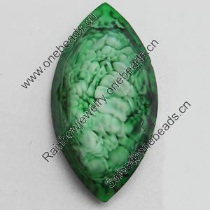 Imitation Coral Resin Cabochons, Faceted Horse Eye, 16x30mm, Sold by PC