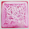 Imitation Coral Resin Cabochons, Faceted Square, 18mm, Sold by PC