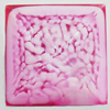 Imitation Coral Resin Cabochons, Faceted Square, 20mm, Sold by PC