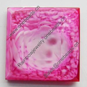 Imitation Coral Resin Cabochons, Faceted Square, 18mm, Sold by PC