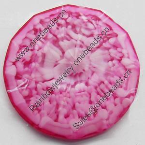 Imitation Coral Resin Cabochons, Faceted Round, 30mm, Sold by PC