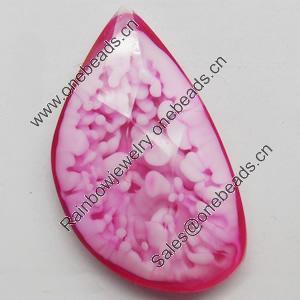 Imitation Coral Resin Cabochons, 17x29mm, Sold by PC