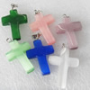 Mix Color Cats Eye Pendant, Cross, 19x28mm, Hole:About 2mm, Sold by PC