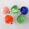 Mix Color Cats Eye Pendant, 14x15mm, Hole:About 2mm, Sold by PC