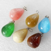 Mix Color Cats Eye Pendant, Teardrop, 18x22mm, Hole:About 2mm, Sold by PC