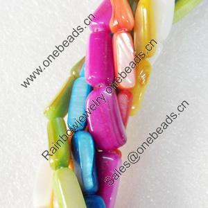 Mix Colour Shell Beads, 5x14mm, Hole:Approx 1mm, Sold per 16-inch Strand