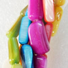 Mix Colour Shell Beads, 5x14mm, Hole:Approx 1mm, Sold per 16-inch Strand