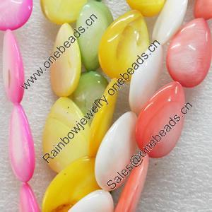 Mix Colour Shell Beads, Teardrop, 20x29mm, Hole:Approx 1mm, Sold per 16-inch Strand