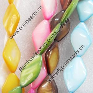 Mix Colour Shell Beads, Diamond, 15x24mm, Hole:Approx 1mm, Sold per 16-inch Strand