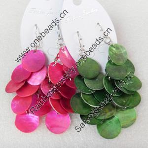 Mix Colour Shell Earring, Length:Approx 73mm, Sold by Pair