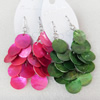 Mix Colour Shell Earring, Length:Approx 73mm, Sold by Pair