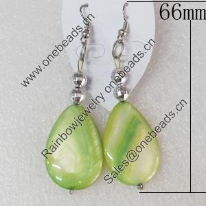 Shell Earring, Length:Approx 66mm, Sold by Pair