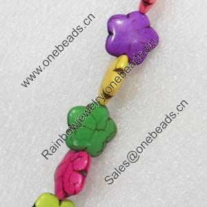 Turquoise Beads, Flower, 15mm, Hole:Approx 1mm, Sold per 16-inch Strand