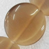 Cats Eye Beads, Flat Round, 10mm, Hole:Approx 1mm, Sold per 16-inch Strand