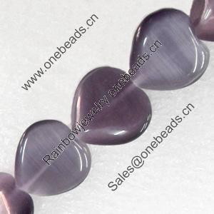 Cats Eye Beads, Heart, 12mm, Hole:Approx 1mm, Sold per 16-inch Strand