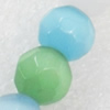 Cats Eye Beads, Faceted Round, 4mm, Hole:Approx 1mm, Sold per 16-inch Strand