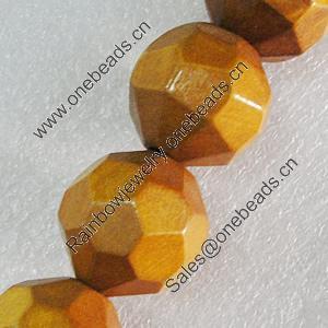 Wood Beads, Faceted Round 22mm Hole:5mm, Sold by PC