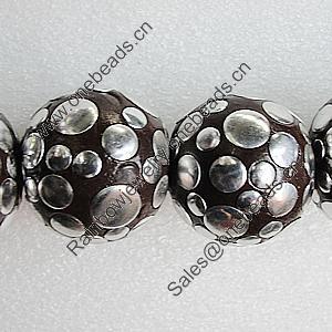 Handmade Indonesia Beads, Round 33mm Hole:3.5mm, Sold by PC
