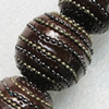 Handmade Indonesia Beads, Round 28mm Hole:3.5mm, Sold by PC