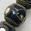 Handmade Indonesia Beads, Round 28mm Hole:3.5mm, Sold by PC