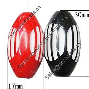 Resin Beads, Oval 30x17mm Hole:2.5mm, Sold by Bag