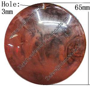 Resin Pendants, Flat Round 65mm Hole:3mm, Sold by PC