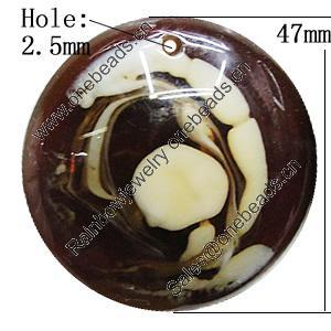 Resin Pendants, Flat Round 47mm Hole:2.5mm, Sold by PC