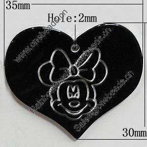 Resin Pendants, Heart 35x30mm Hole:2.5mm, Sold by PC