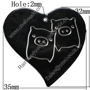 Resin Pendants, Heart 35x32mm Hole:2mm, Sold by PC