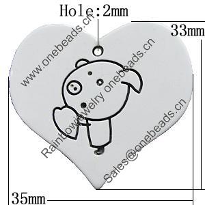 Resin Pendants, Heart 35x33mm Hole:2mm, Sold by PC