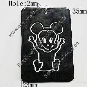 Resin Pendants, Rectangle 35x23mm Hole:2mm, Sold by PC