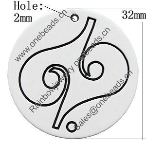 Resin Pendants, Flat Round 32mm Hole:2mm, Sold by PC