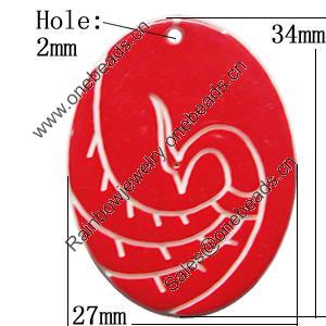 Resin Pendants, Flat Oval 34x27mm Hole:2mm, Sold by PC