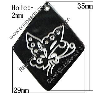 Resin Pendants, Diamond 35x29mm Hole:2mm, Sold by PC