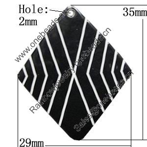 Resin Pendants, Diamond 35x29mm Hole:2mm, Sold by PC
